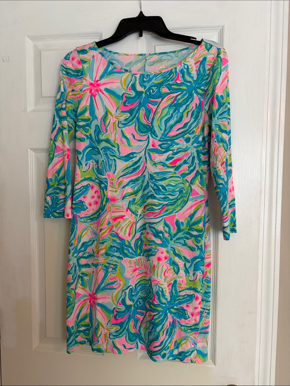 Lilly Pulitzer Marlowe 3/4 sleeve Teal, Pink & Lime Floral dress